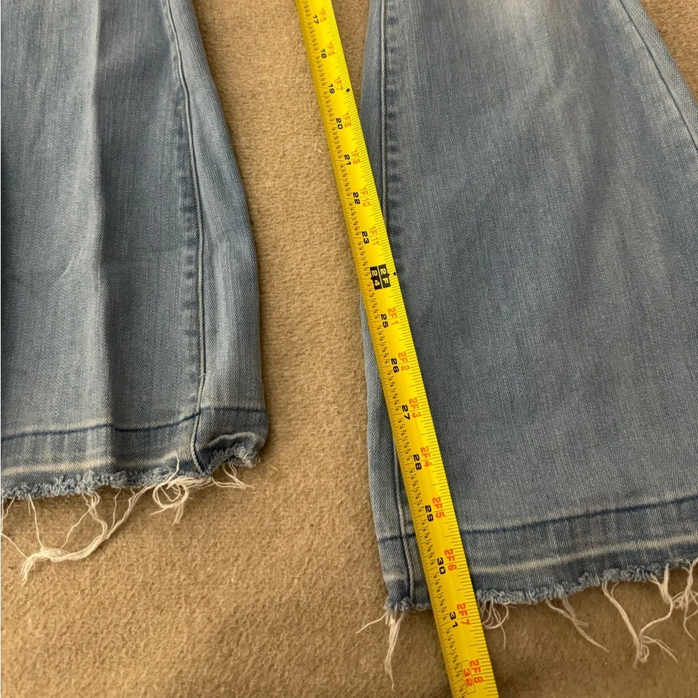 House Of Harlow 1960 High Distressed Denim Flare Jeans Rise Blue Light Wash 27 - Picture 7 of 10